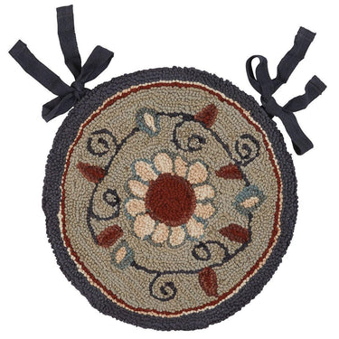 Gray Floral Hooked Chair pad Park Designs - The Fox Decor